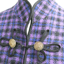 Load image into Gallery viewer, Purple and Black Checked Vintage Cape - shopcurious
